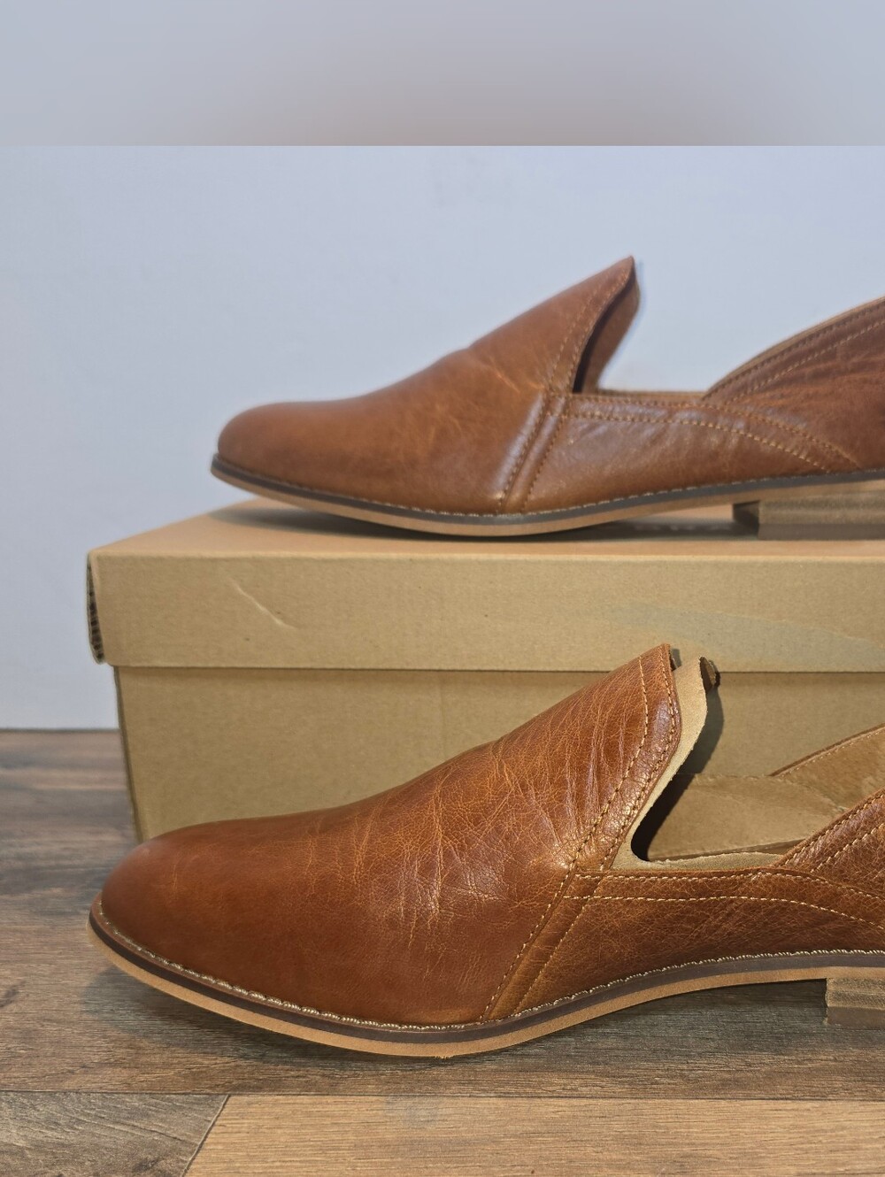 Lucky Brand Ellopy Women's Size 9M Leather Flats Loafers Ginger Brown NEW w/ Box
